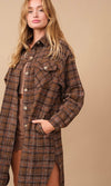 Brown Long Flannel Shacket