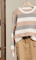 Neutral Striped Knit Sweater
