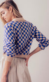 Candy Cropped Chessboard Cardigan