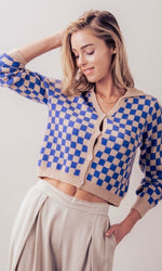 Candy Cropped Chessboard Cardigan