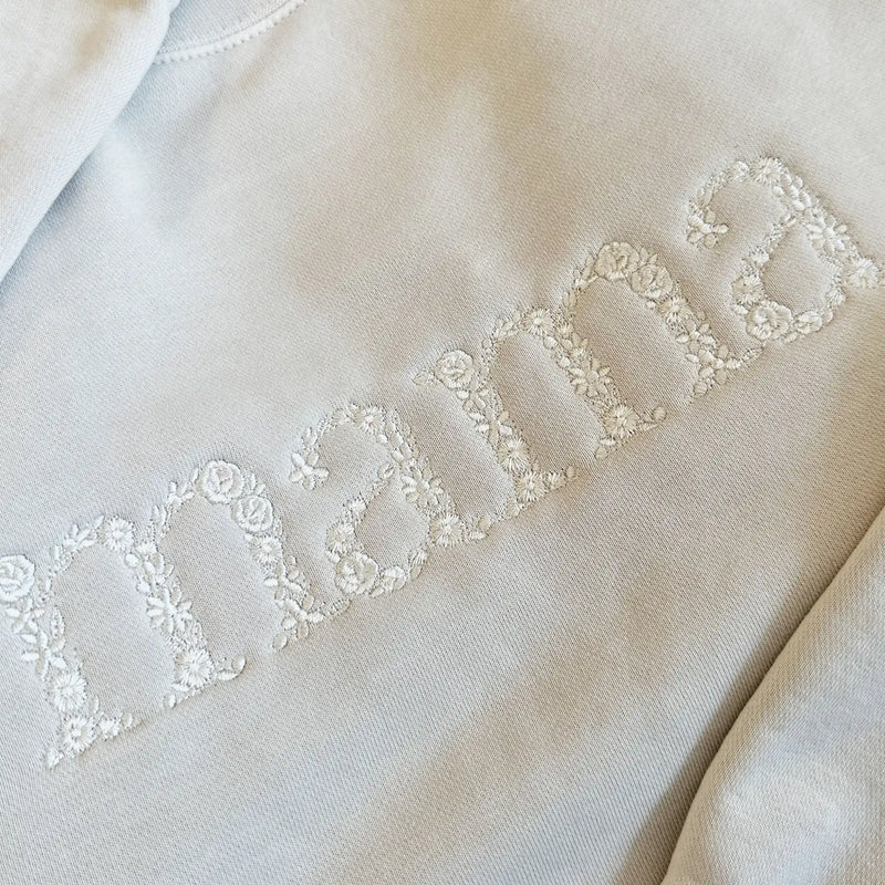 Mama Embroidered Ivory