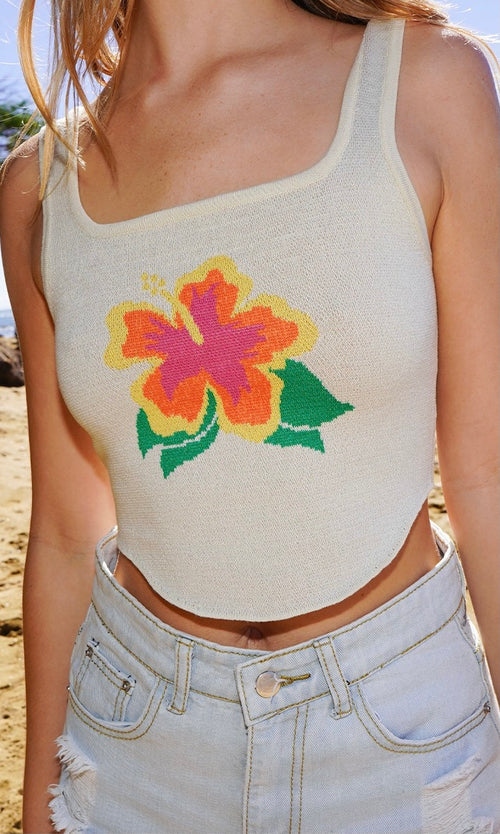 Hadleigh Hibiscus Cropped Tank
