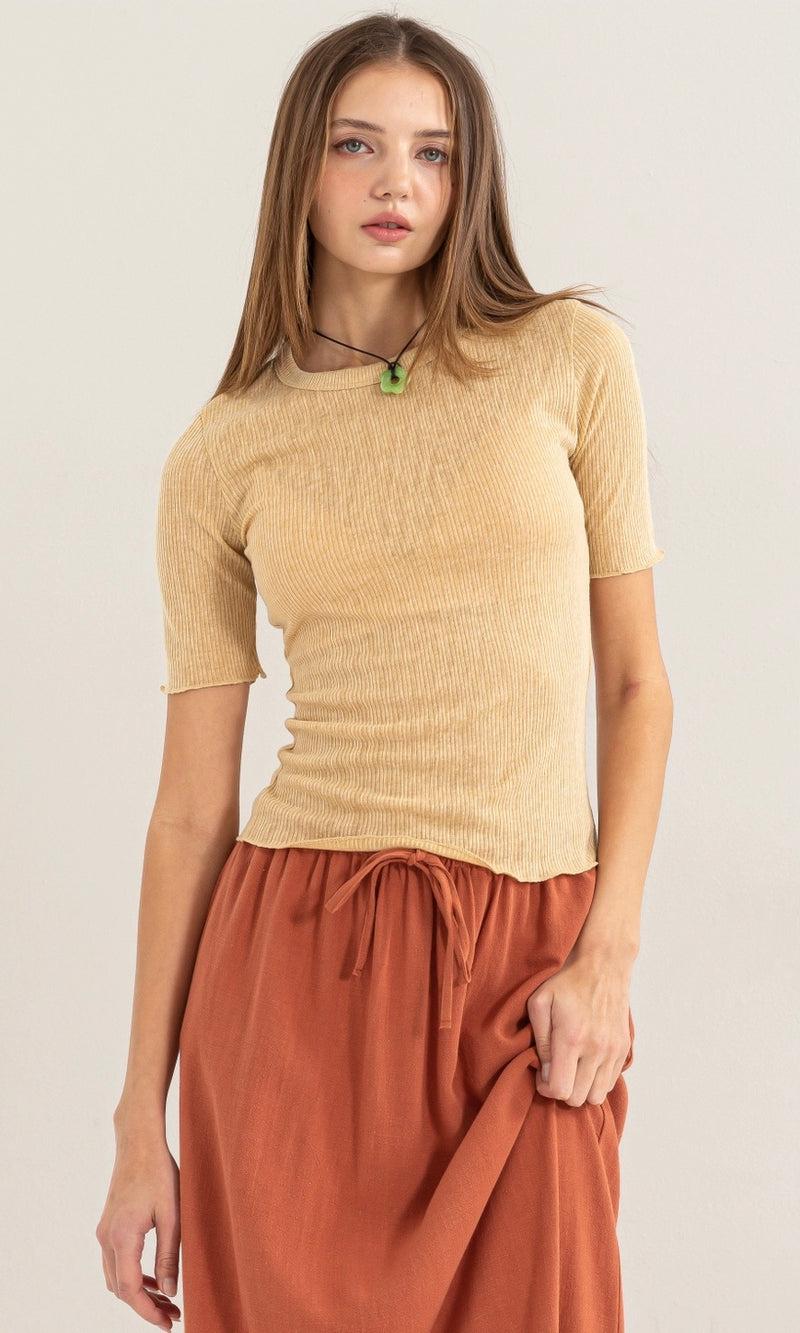 Ribbed Sleeve Top (Multiple Colors)