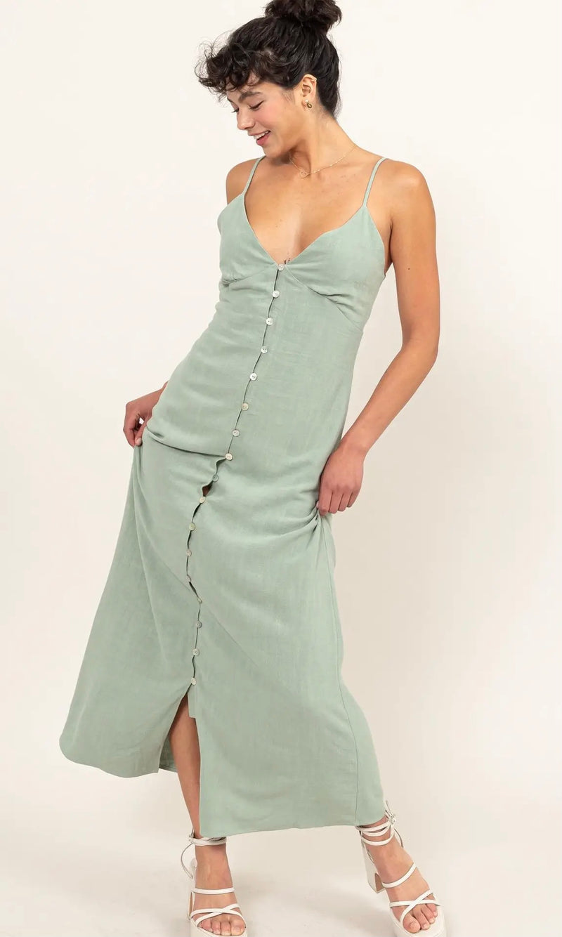 Blaire Button Front Midi Dress