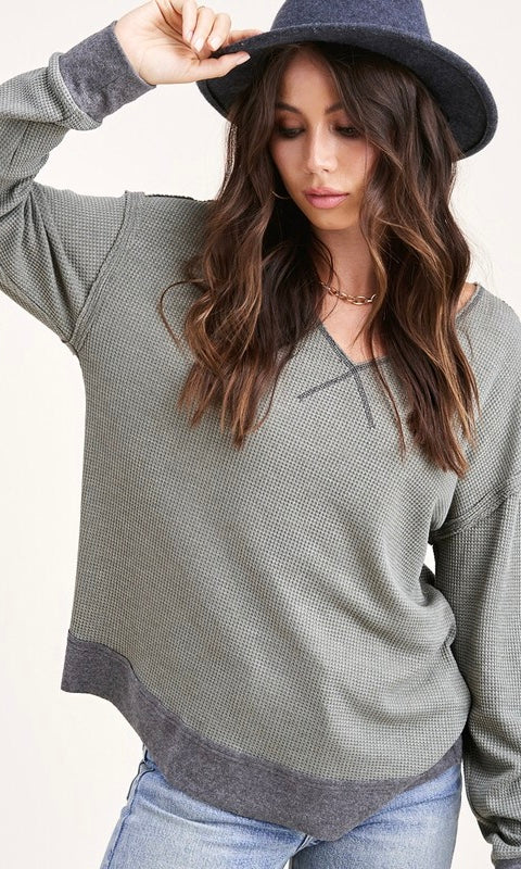 Slouchy Waffle Top