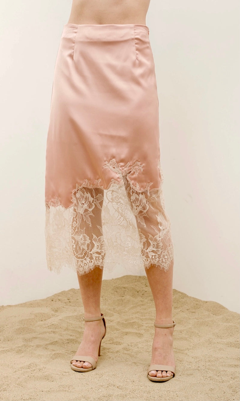 Penelope Pink Lace Trim Skirt