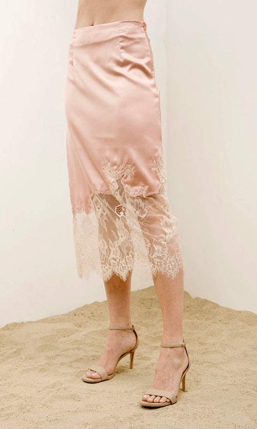 Penelope Pink Lace Trim Skirt