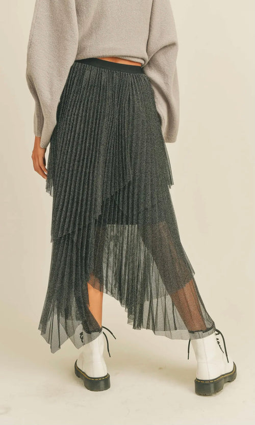 Metallic Pleated Skirt