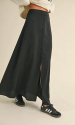 Black Button Maxi Skirt