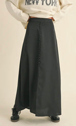 Black Button Maxi Skirt