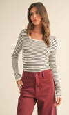 Cream Knit Striped Top