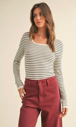 Cream Knit Striped Top