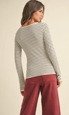 Cream Knit Striped Top