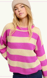 Knitted Sweater Fuchsia Stripe