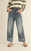 Straight Leg Cuffed Jeans