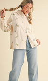 Floral Embroidery Button Down Top