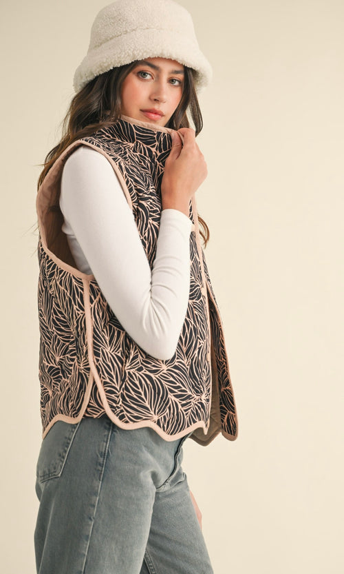 Scalloped Hem Quilted Vest