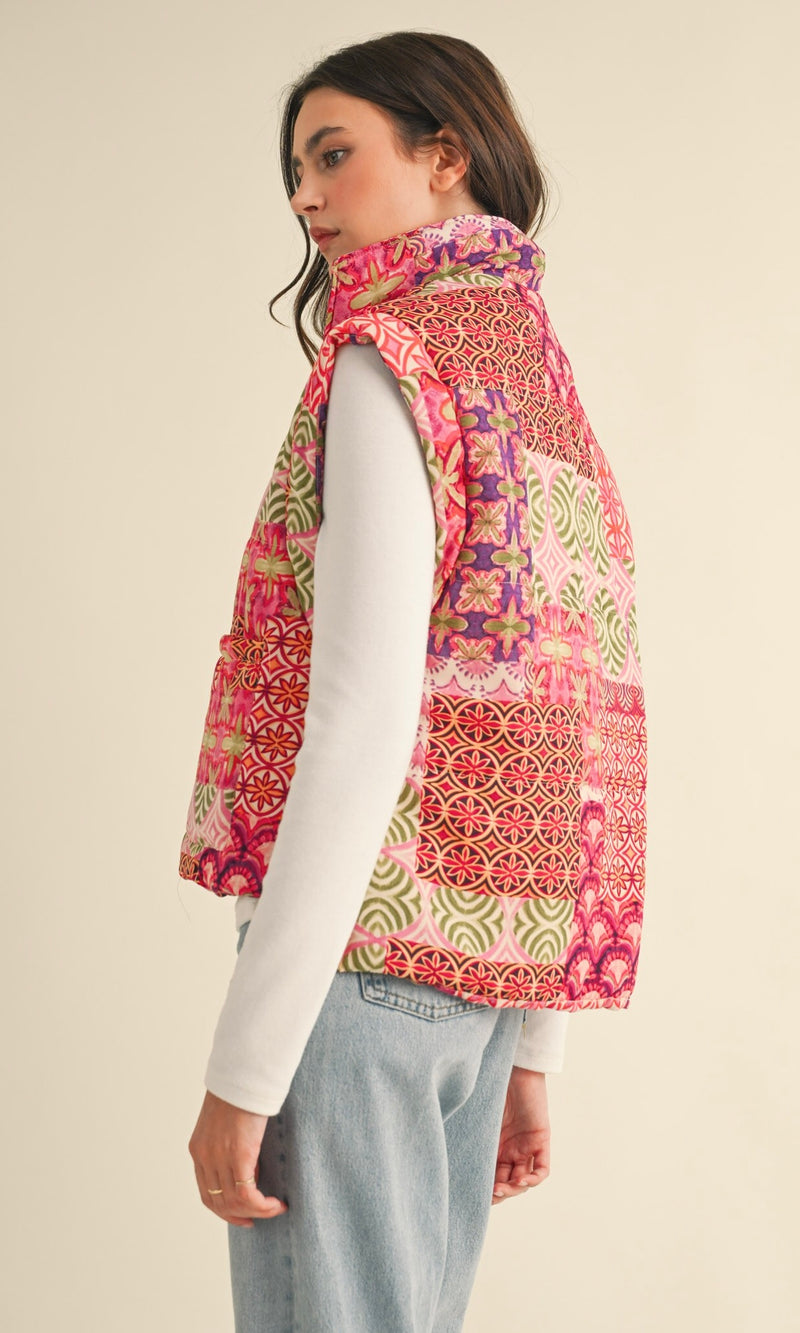 Patchwork Vest with Side Bow