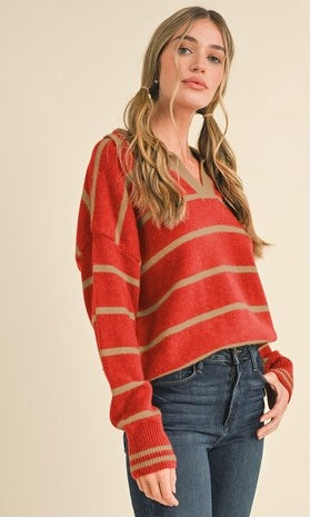 Striped Collared Sweater