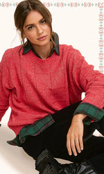 Red Two Tone Knit Sweater Top