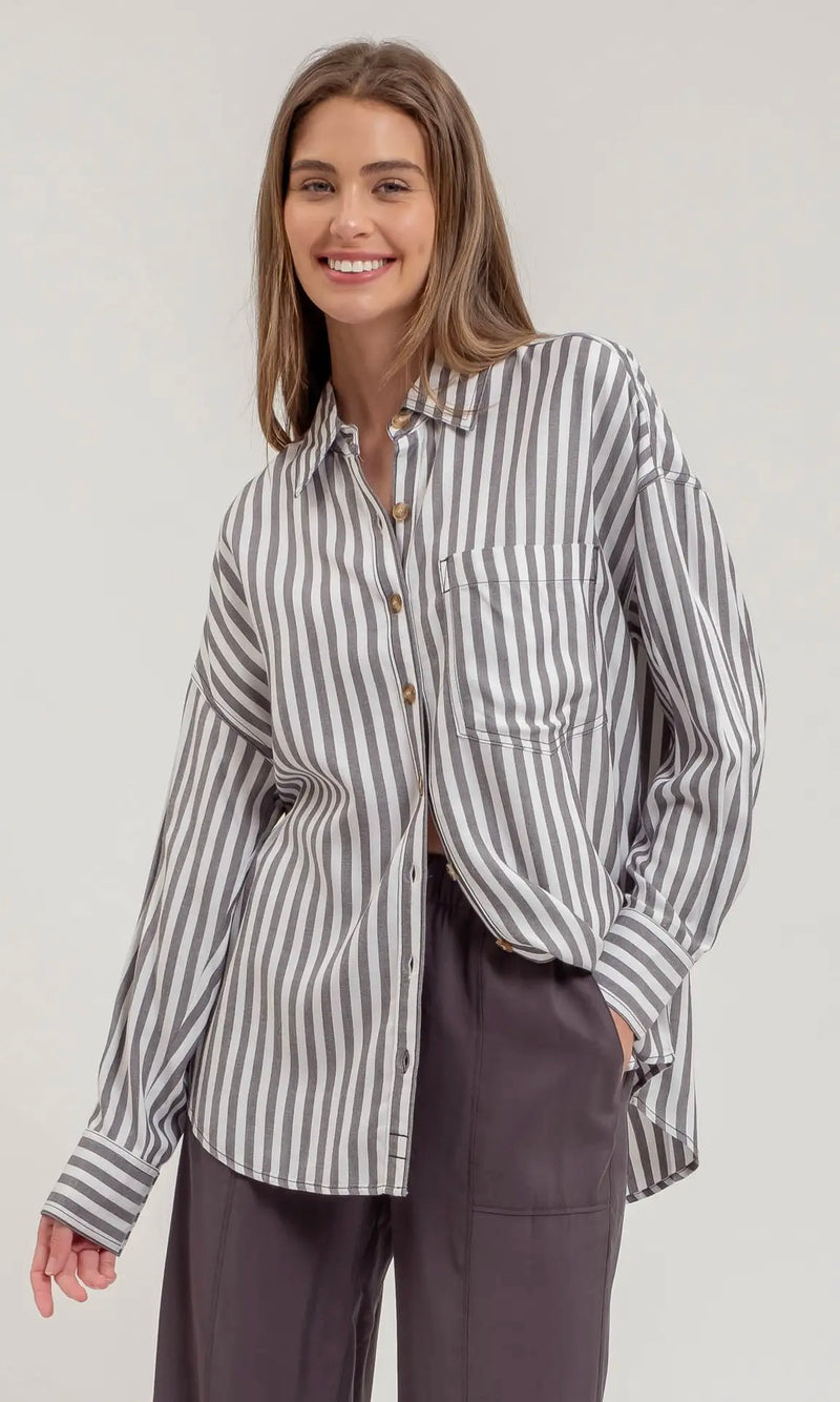 Striped Button Blouse