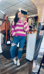 Knitted Sweater Fuchsia Stripe