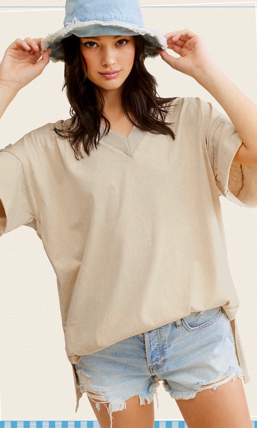 Oversized V Neck Top