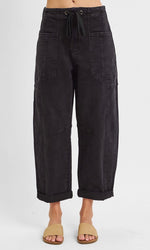High Rise Crop Wide Barrel Cargo Pants