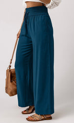 Drawstring Casual Wide Leg Pants (Multiple Colors)