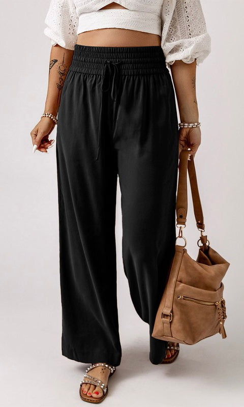 Drawstring Casual Wide Leg Pants (Multiple Colors)